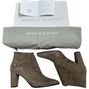 Manolo Blahnik Grey Suede Ankle Boots Size 39.5